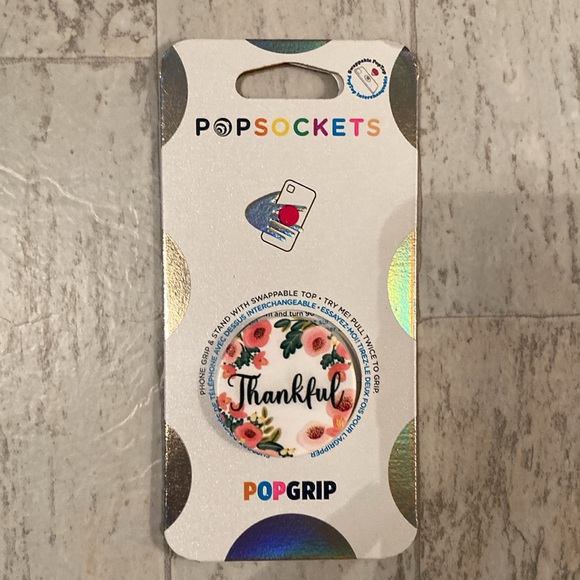 PopSockets PopGrip Cell Phone Grip Stand Floral Thankful - Picture 4 of 7